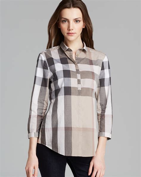 burberry brit check print top|burberry check shirt.